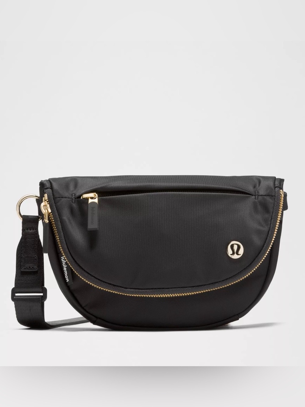 Lululemon All Night Festival Bag Black Crossbody Bag with Gold Accents- Micro
